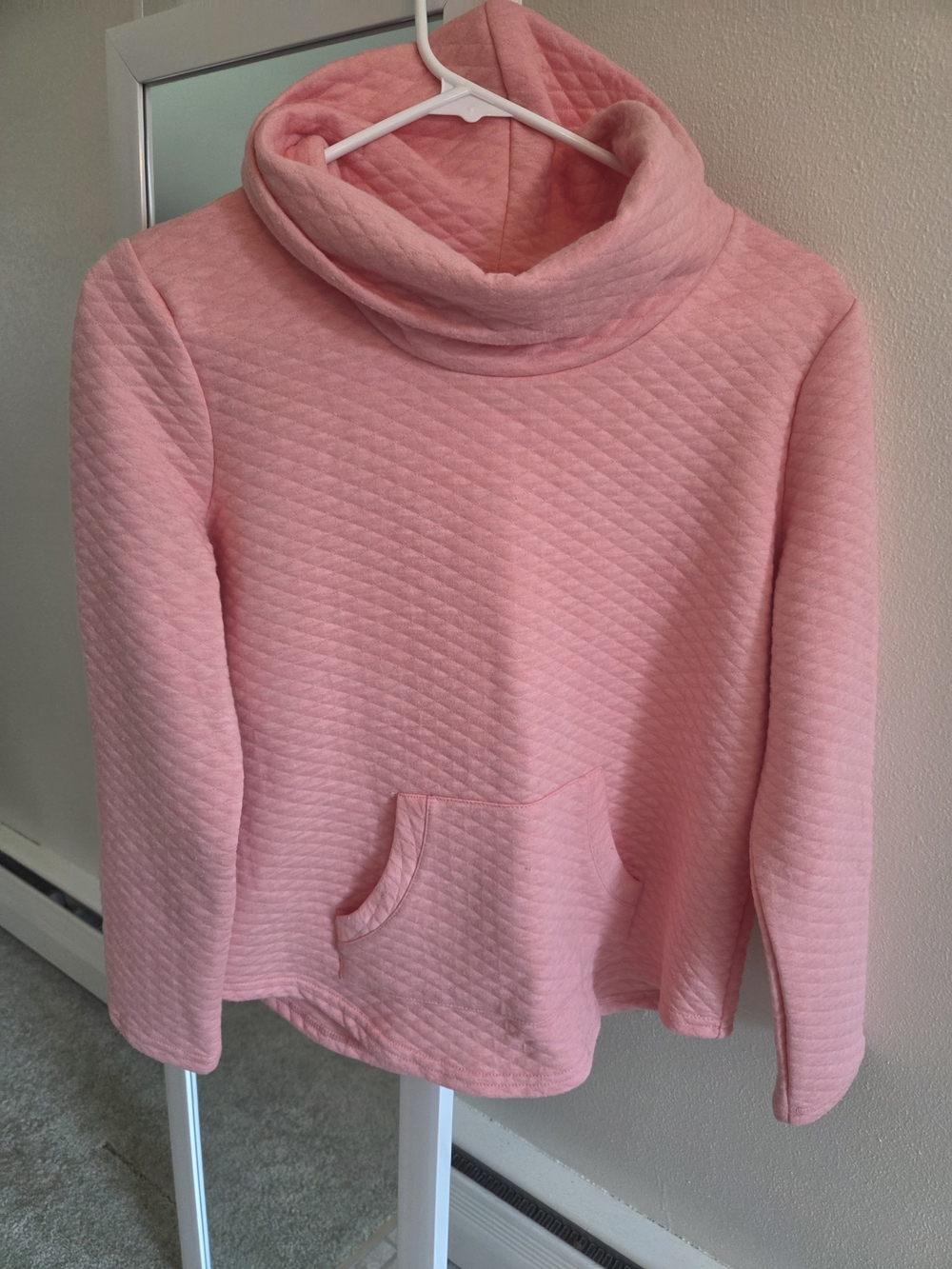croft & barrow Quilted Light Pink Cowl Neck Pullover